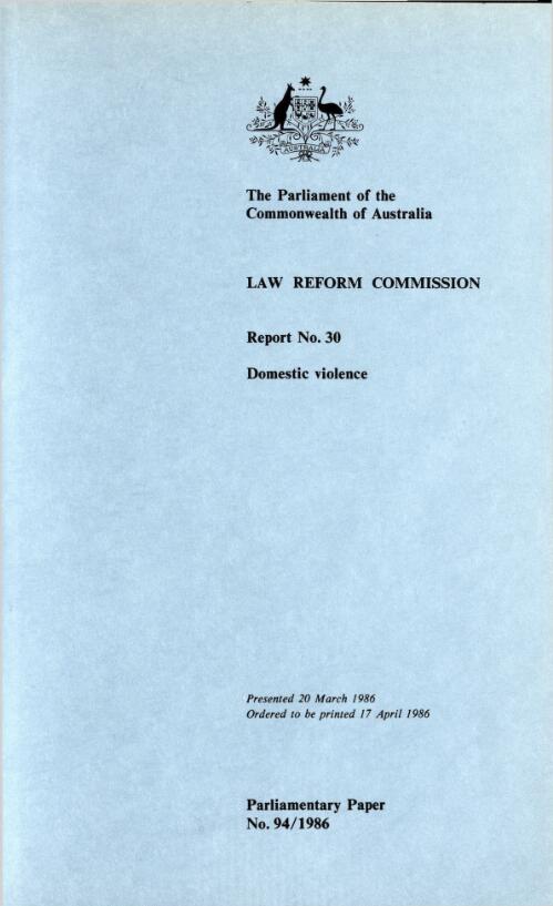 Domestic violence / Law Reform Commission report no. 30