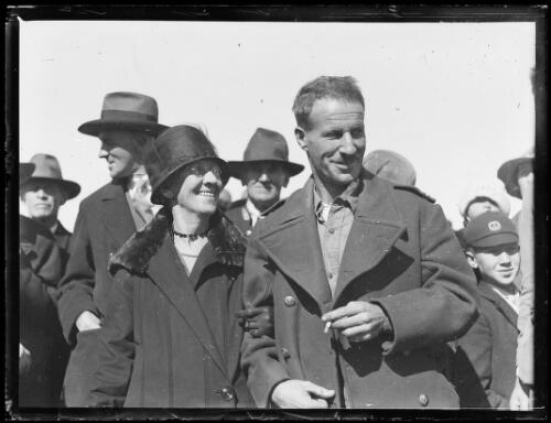 Sir Charles Kingsford Smith and his mother Catherine Kingsford Smith with the aeroplane Rouseabout at Mascot, New South Wales, 1928 [picture]