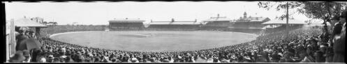Panoramic view of first Test match, Sydney Cricket Ground, 18 December 1920, 3 [picture] / EB Studios