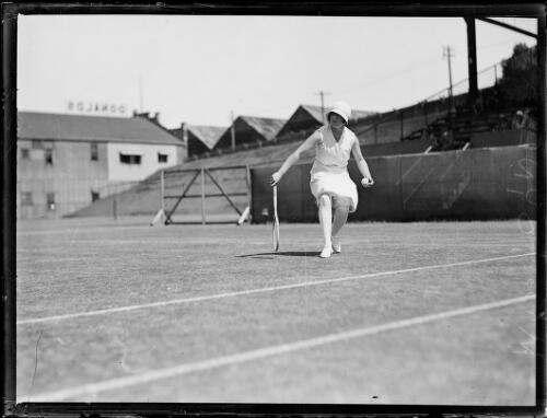 Faye Toyne hitting a tennis ball, New South Wales, ca. 1930, 1 [picture]
