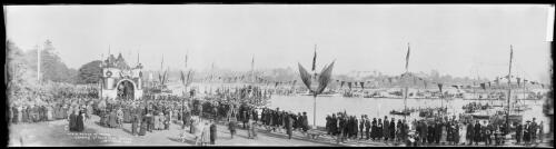Panorama of V.A.D. Inspection by Prince of Wales, landing at Farm Cove, 16 June 1920, 1 [picture] / EB Studios