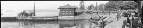 Panorama of V.A.D. Inspection by Prince of Wales, landing at Farm Cove, Sydney, 16 June 1920, 5 [picture] / EB Studios