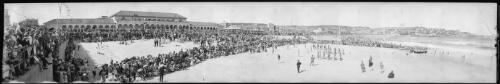 Panorama of surf carnival at Bondi Beach, New South Wales, December, 1929 [picture] / EB Studios