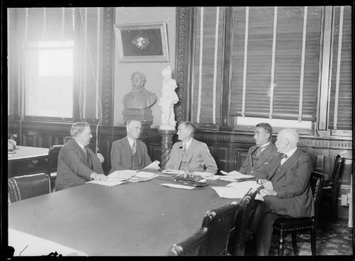 Five male members of the Traffic Board seated around a conference table, New South Wales, ca. 1920s [picture]