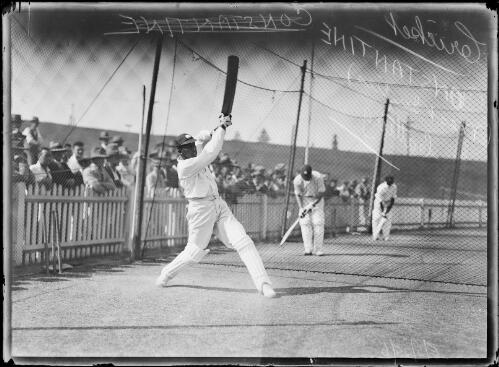 West Indies cricketer Learie Constantine practicing batting in the  training nets, New South Wales, ca. 1930, 1 [picture]