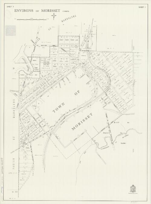 Environs of Morisset [cartographic material] : Parish - Morisset, County - Northumberland, Land District - Gosford, Shire - Sutherland, Shire - Lake Macquaire / printed & published by Dept. of Lands Sydney