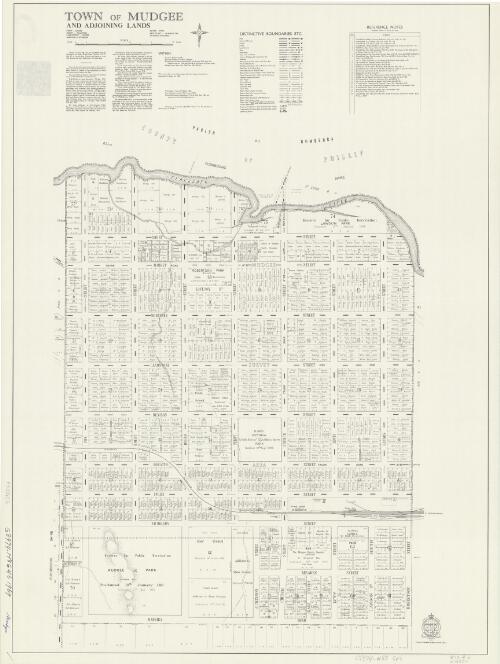 Town of Mudgee and adjoining lands [cartographic material] : Parish - Mudgee, County - Wellington, Land District - Mudgee, Municipality of Mudgee / printed & published by Dept. of Lands Sydney