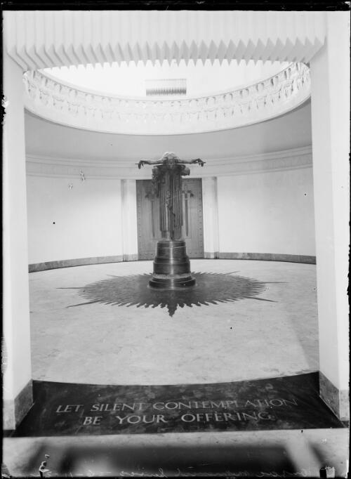 Interior of Anzac Memorial displaying the Sacrifice sculpture by Raynor Hoff, Sydney, 26 November 1934, 1 [picture]