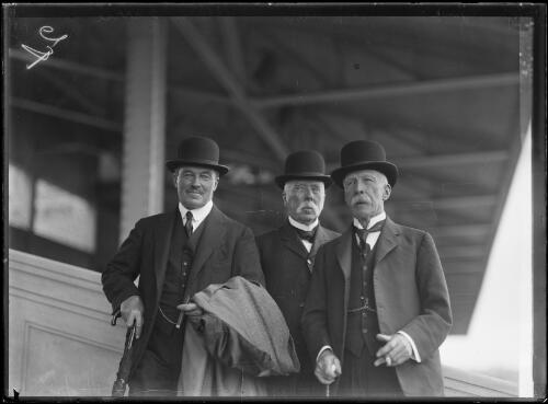 Agar Wynne, Septimus Miller and H. Alan Currie of the Victorian Racing Committee, New South Wales, 24 February 1925 [picture]