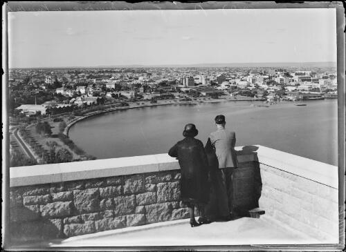 Two people looking at Kings Park, Perth, Western Australia, ca. 1930, 1 [picture]