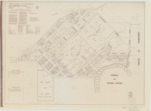 Village of Nabiac and adjoining lands [cartographic material] : Parish - Talawahl, County - Gloucester, Land District - Taree, Shire - Manning / printed & published by Dept. of Lands Sydney