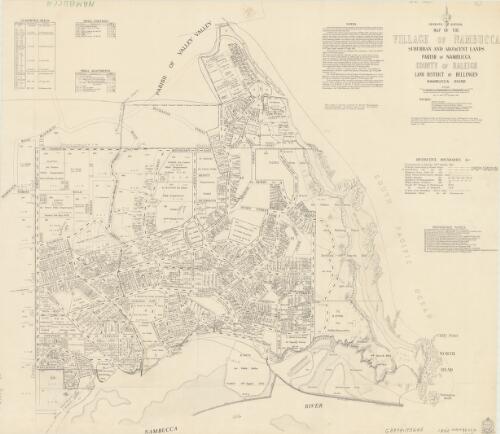 Map of the village of Nambucca [cartographic material] : suburban and adjacent lands, Parish of Nambucca, County of Raleigh, Land District of Bellingen, Nambucca Shire / compiled, drawn & printed at the Department of Lands, Sydney, N.S.W