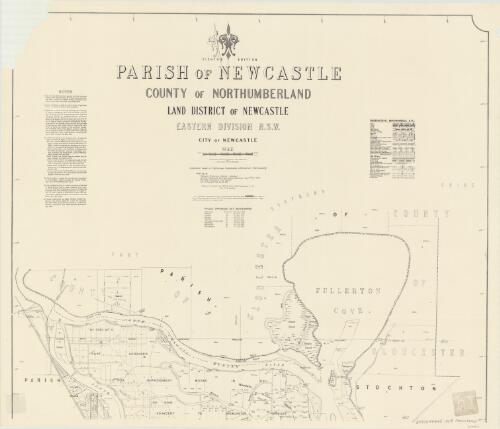 Parish of Newcastle, County of Northumberland [cartographic material] : Land District of Newcastle, Eastern Division N.S.W., City of Newcastle / compiled, drawn & printed at the Department of Lands, Sydney, N.S.W