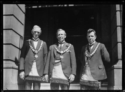 Three men wearing Masonic regalia, Sydney, ca. 1920s [picture]