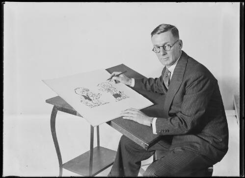 James Charles Bancks working on a Ginger Meggs cartoon sketch, Sydney, ca. 1920s, 1 [picture]
