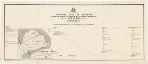 General plan and sections shewing results of boring for alluvial deposits at Coolgardie [cartographic material] / by W.D. Campbell, to accompany Annual progress report of the Geological Survey for 1900