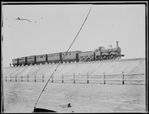 Re-enactment of the first steam train to travel the Sydney to Parramatta route, Sydney, ca. 1920s [picture] / Herbert H. Fishwick