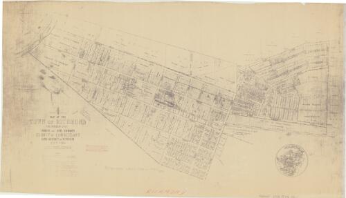 Map of the town of Richmond and suburban lands : Parish of Ham Common, County of Cumberland, Land District of Windsor, Gunning Shire, N.S.W.,1919 / compiled, drawn and printed at the Department of Lands, Sydney, N.S.W. ; P. Coppola