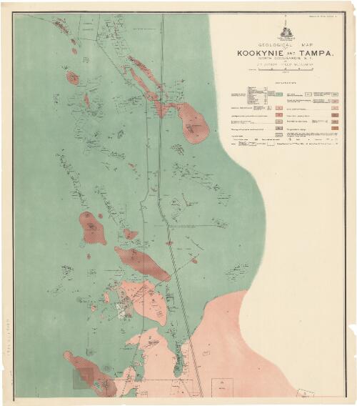 Geological map of Kookynie and Tampa, North Coolgardie G.F. [cartographic material] / by J.T. Jutson