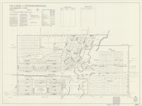 Village of Stockinbingal and adjoining lands [cartographic material] : Parishes - Stockinbingal & Yeo Yeo, County - Bland, Land District - Cootamundra, Shire - Jindalee : within Division - Eastern, N.S.W