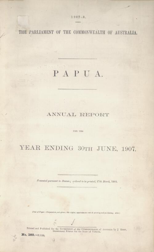 Papua : annual report for the year ending 30th June
