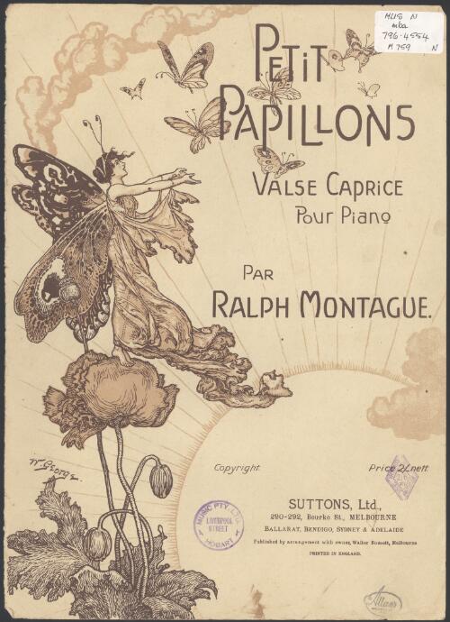 Petit papillons [music] : valse caprice pour piano / par Ralph Montague