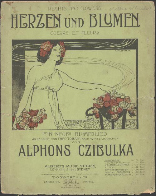 Hearts and flowers [music] = Herzen und Blumen = Coeurs et fleurs : ein neus Blumenlied : nach Alph. Czibulka's Wintermarchen / arr. von Theo. M. Toban