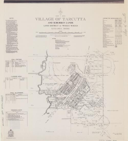 Village of Tarcutta and suburban lands [cartographic material] : Land District of Wagga Wagga, Kyeamba Shire / compiled, drawn & printed at the Department of Lands, Sydney, N.S.W