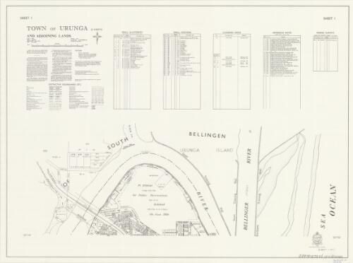 Town of Urunga and adjoining lands [cartographic material] : Parish - Newry, County - Raleigh, Land District - Bellingen, Shire - Bellingen : within Division - Eastern, N.S.W