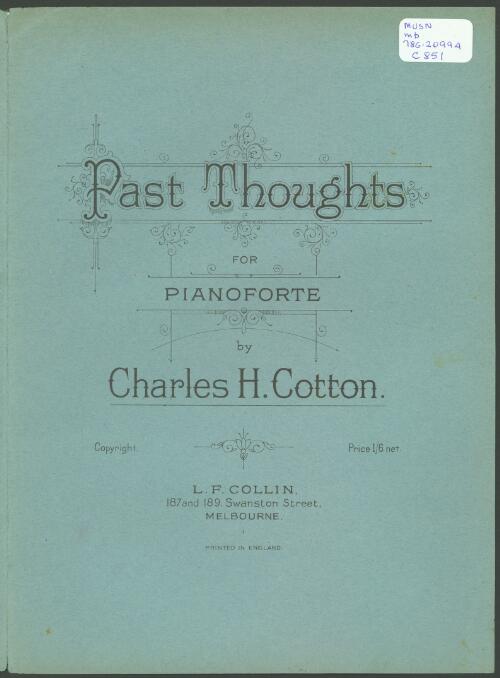Past thoughts [music] : for pianoforte / by Charles H. Cotton