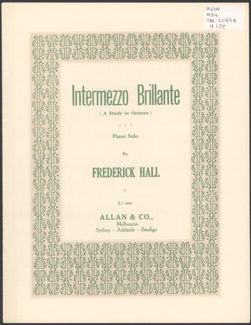 Intermezzo brillante [music] : a study in octaves, piano solo / by Frederick Hall