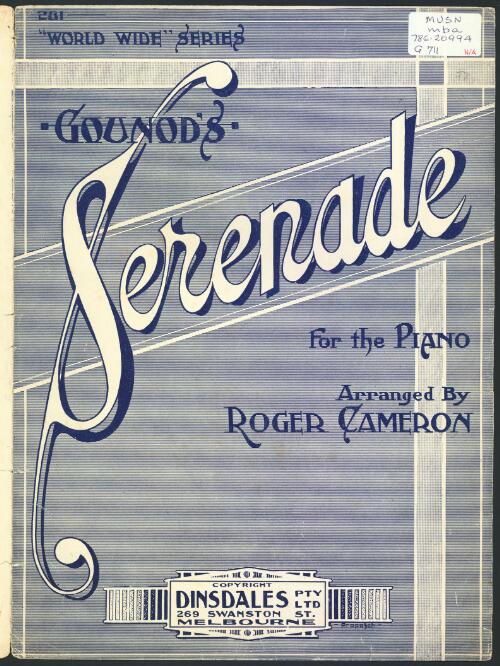 Gounod's serenade [music] : for the piano / arranged by Roger Cameron