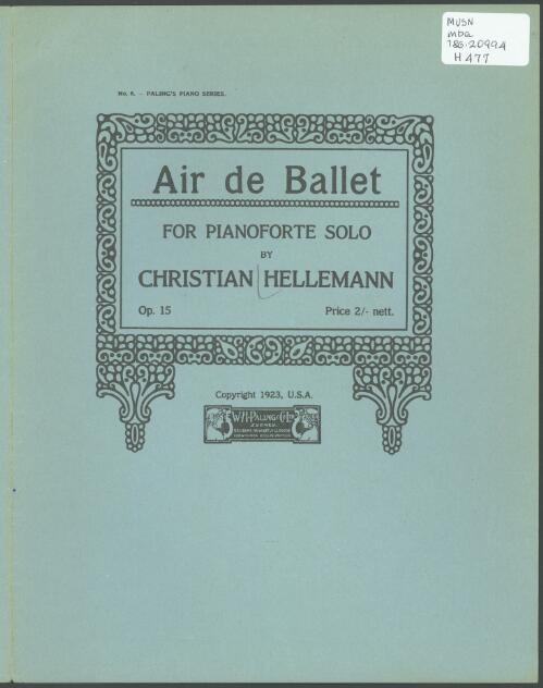 Air de ballet Op 15 [music] : for pianoforte solo / by Christian Hellemann