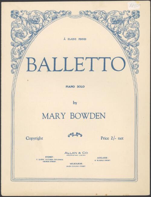 Balletto [music] : piano solo / by Mary Bowden