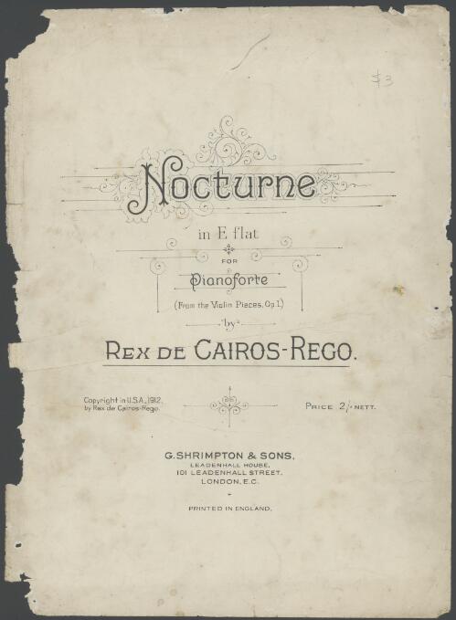 Nocturne in E flat [music] : for pianoforte (from the violin pieces op. 1) / by Rex de Cairos-Rego