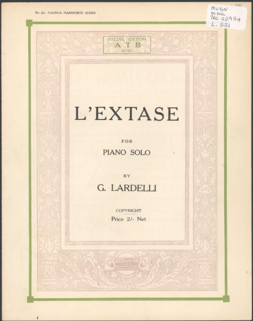 L'extase [music] : for piano solo / by G. Lardelli