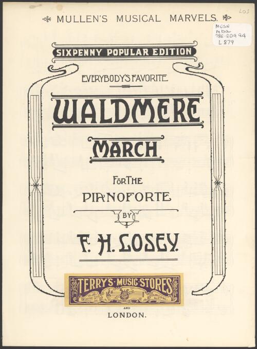 Waldmere march [music] : for the pianoforte / by F. H. Losey