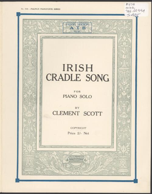 Irish cradle song [music] : for piano solo / by Clement Scott