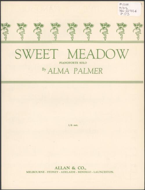 Sweet meadow [music] : pianoforte solo / by Alma Palmer