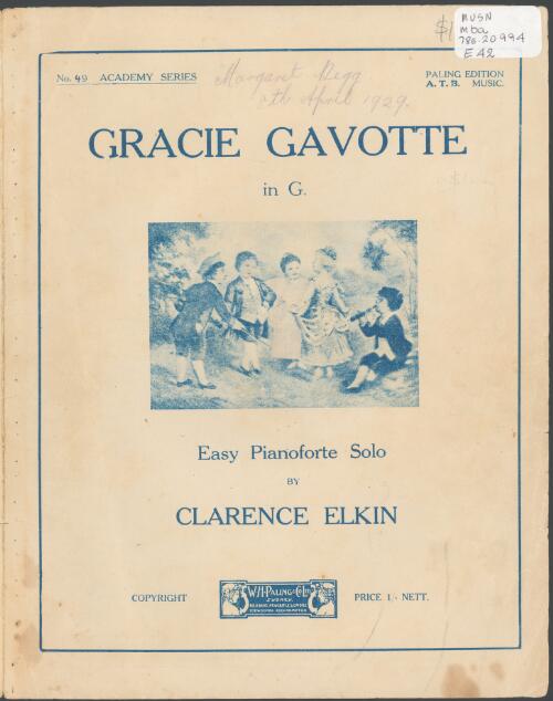Gracie gavotte [music] : easy pianoforte solo / by Clarence Elkin