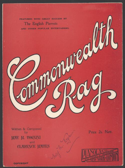 Commonwealth rag [music] / written and composed by May M. Tognini and Clarence Mates
