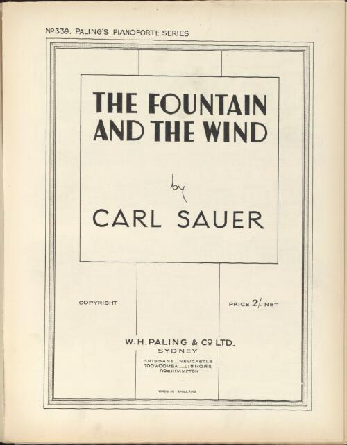 The fountain and the wind [music] / by Carl Sauer