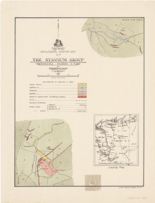 Geological sketch map of the Stannum Group, Wodgina. Pilbara G.F. [cartographic material] / by A. Gibb Maitland, and H.W.B. Talbot