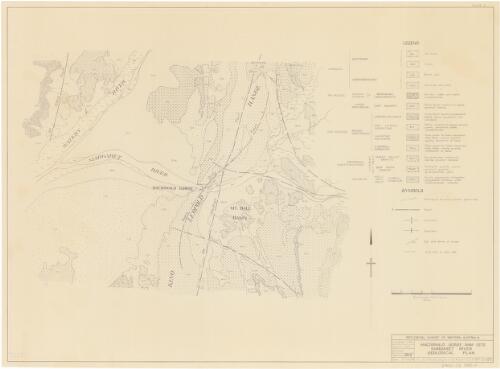 MacDonald Gorge dam site, Margaret River : geological plan / Geological Survey of Western Australia ; compiled F.R.G. ; drawn W.A.C