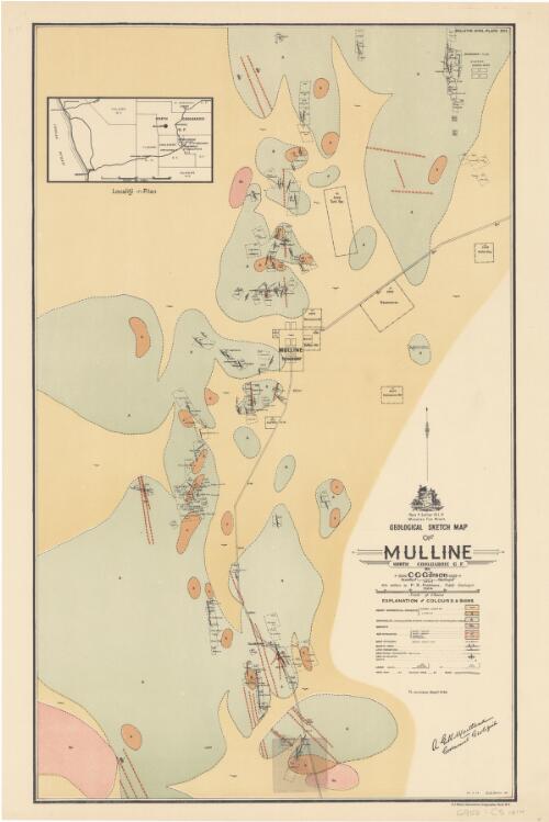 Geological sketch map of Mulline, North Coolgardie G. F. [cartographic material] / by C.G. Gibson Assistant Geologist 1904; with additions by F.R. Feldtmann, field Geologist, 1914