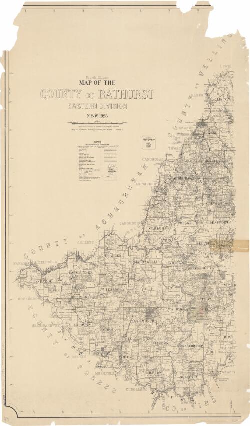 Map of the County of Bathurst : eastern division : N.S.W. 1928 / compiled, drawn and printed at the Department of Lands, Sydney N.S.W. 11.6.1928 ; H.G. Chute
