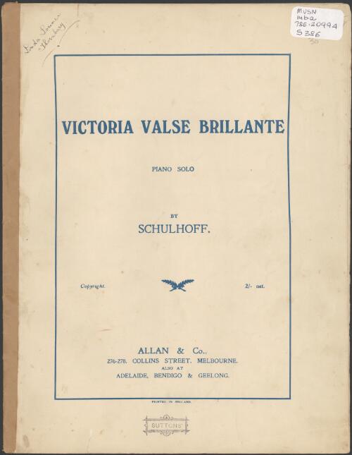 Victoria [music] : valse brillante, piano solo / by Schulhoff
