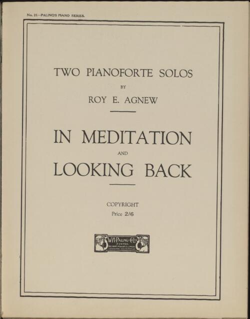 Two pianoforte solos [music] / by Roy E. Agnew