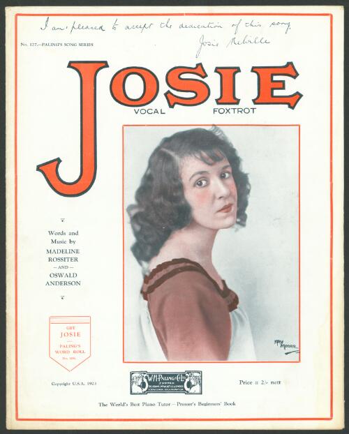 Josie [music] : vocal fox trot / words and music by Madeline Rossiter and Oswald Anderson
