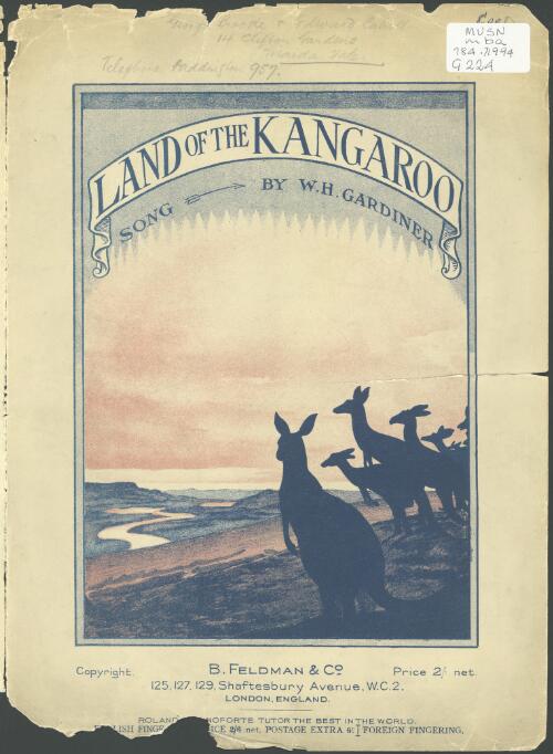 Land of the kangaroo [music] : song / by W.H. Gardiner